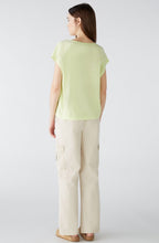 Lime Green and White Striped T Shirt