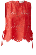 Lipstick Red Broderie Anglaise Blouse