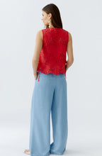 Lipstick Red Broderie Anglaise Blouse
