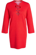 Lipstick Red Knit Lace Front Dress