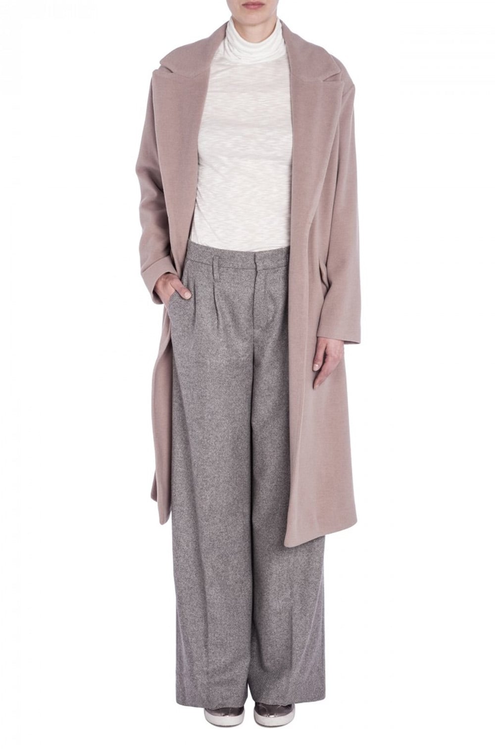 Long Line Rose Tie Belt Coat