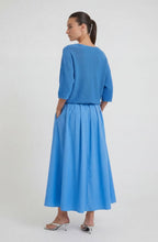 Marina Blue Cotton Midi Skirt