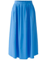 Marina Blue Cotton Midi Skirt