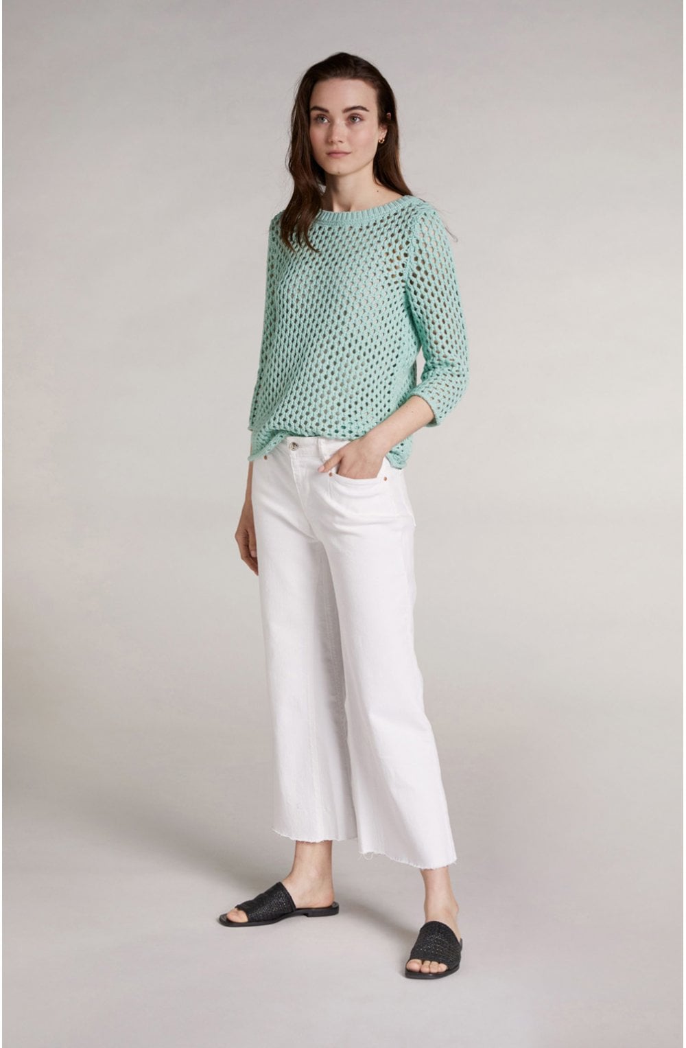 Mint Green Woven Knit Jumper