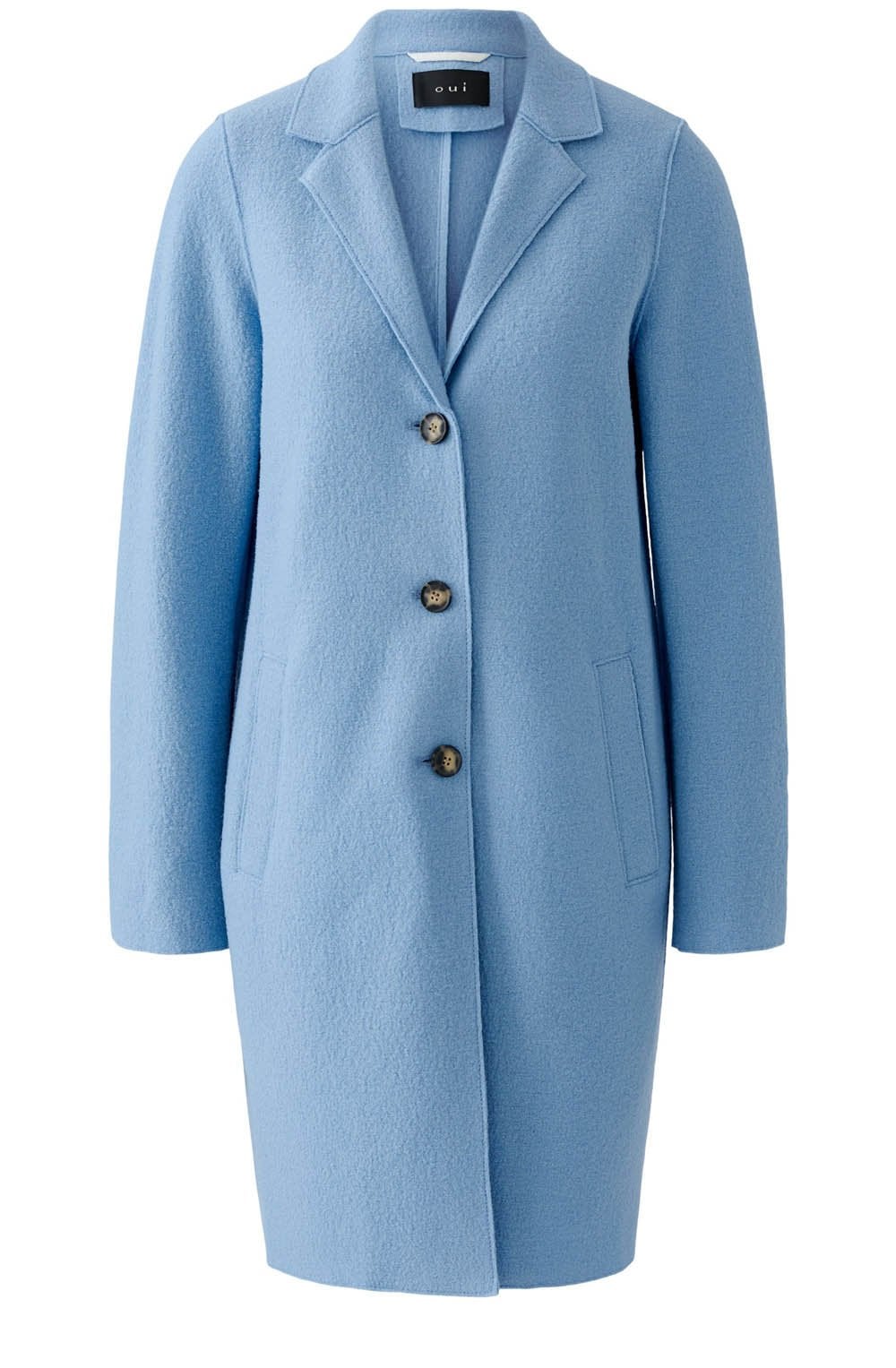 Misty Blue Boiled Wool Coat