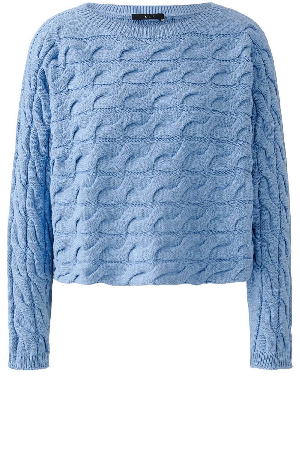 Misty Blue Cable Knit Boxy Jumper