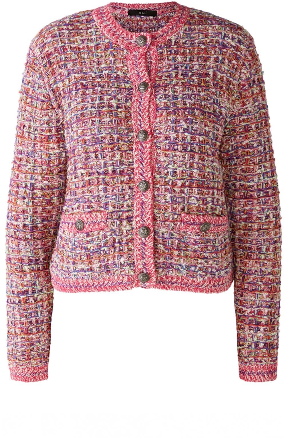 Mixed Lilac Boucle Yarn French Style Cardigan