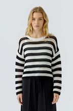 Monochrome Open Weave Striped Jumper
