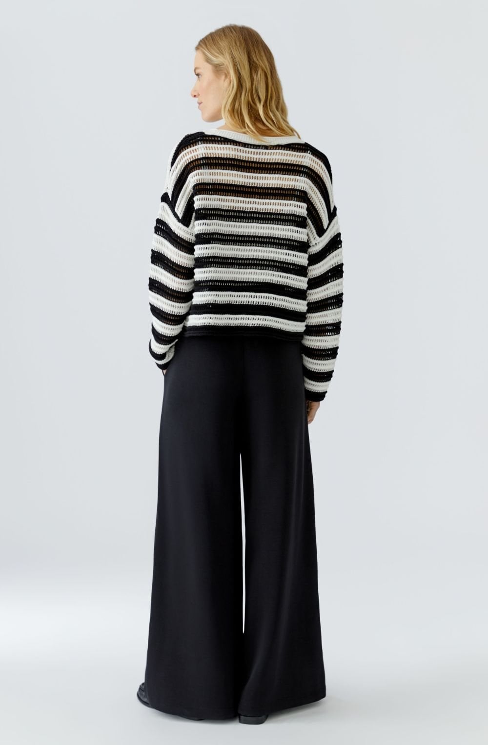 Monochrome Open Weave Striped Jumper