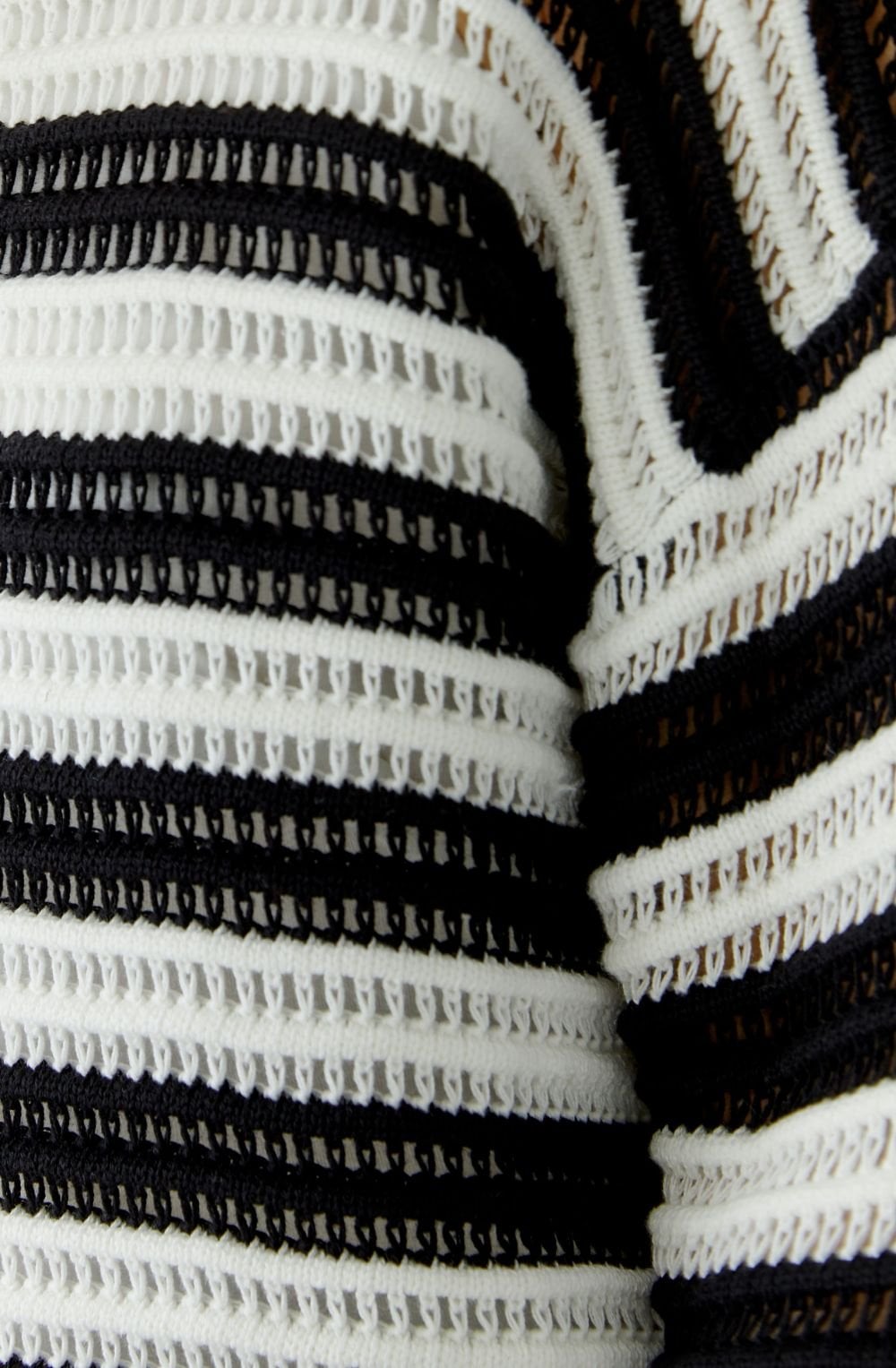 Monochrome Open Weave Striped Jumper