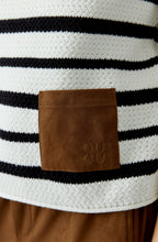Monochrome Stripe Faux Suede Pocket Jumper