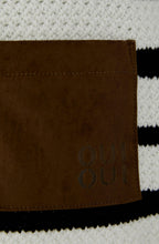 Monochrome Stripe Faux Suede Pocket Jumper