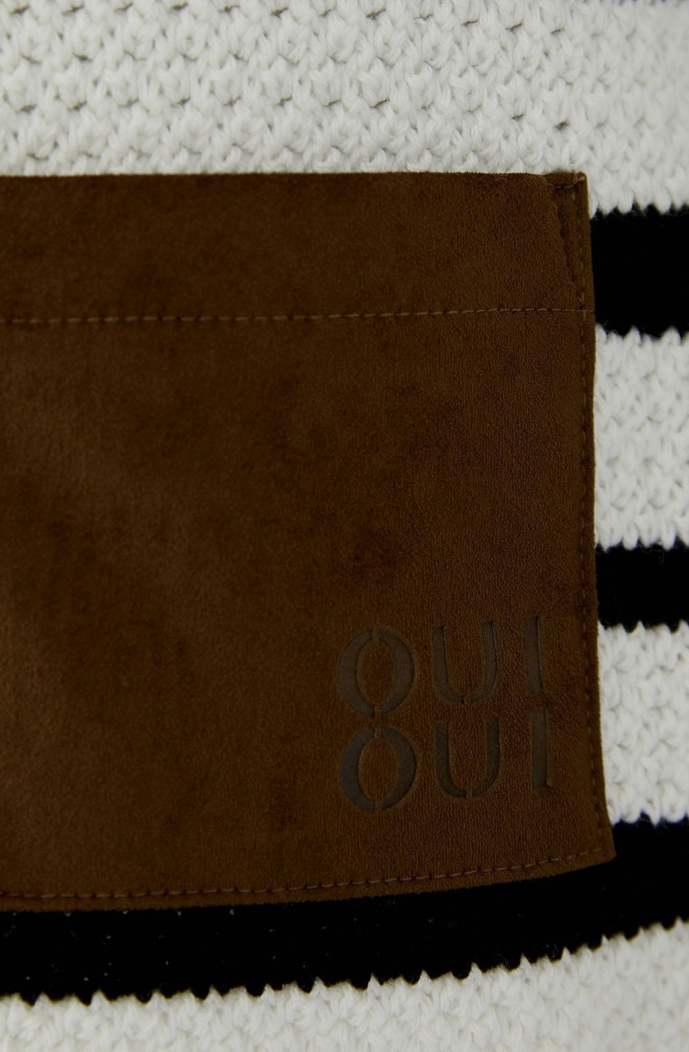 Monochrome Stripe Faux Suede Pocket Jumper