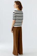 Monochrome Stripe Faux Suede Pocket Jumper