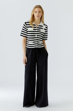 Monochrome Stripe Flower Applique Cardigan