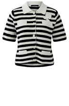 Monochrome Stripe Flower Applique Cardigan