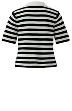 Monochrome Stripe Flower Applique Cardigan