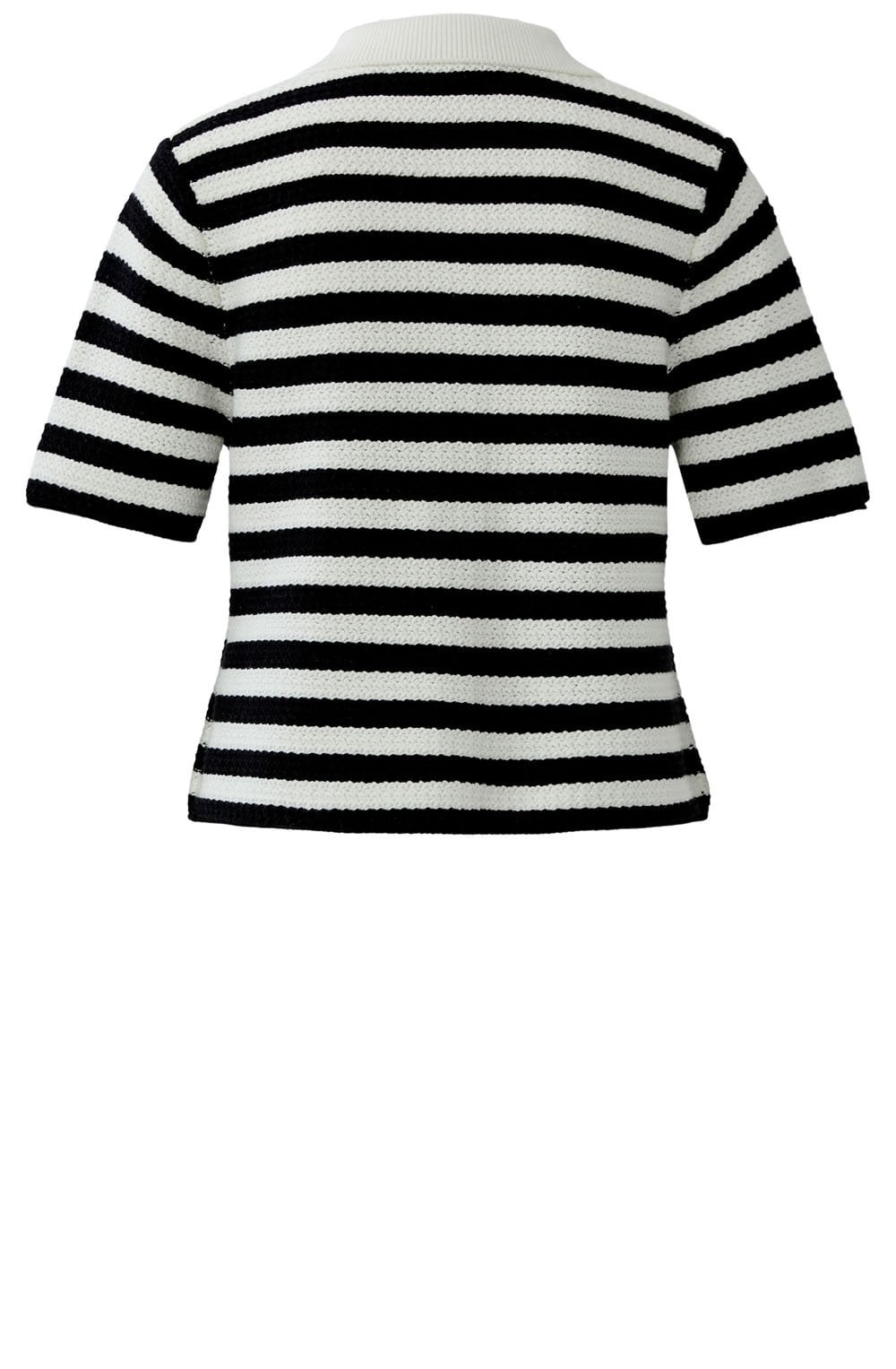 Monochrome Stripe Flower Applique Cardigan