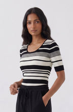 Monochrome Stripe Short Sleeve Knitted Top