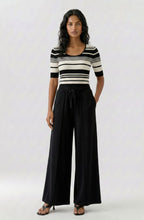 Monochrome Stripe Short Sleeve Knitted Top