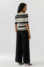 Monochrome Stripe Short Sleeve Knitted Top