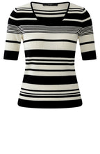 Monochrome Stripe Short Sleeve Knitted Top