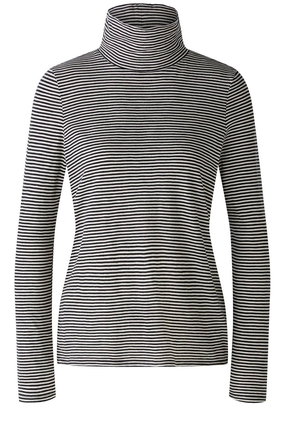 Monochrome Striped Jersey High Neck Top