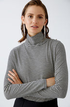 Monochrome Striped Jersey High Neck Top