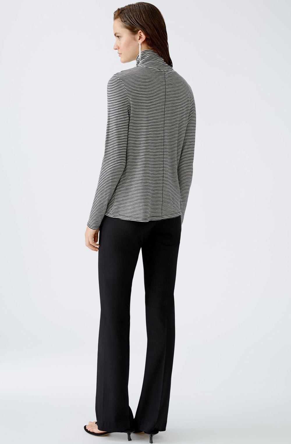 Monochrome Striped Jersey High Neck Top