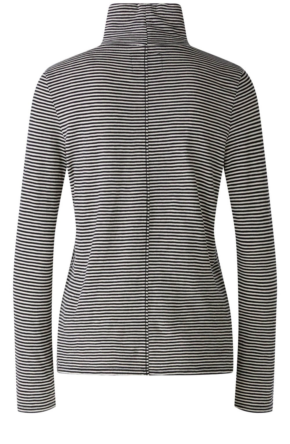 Monochrome Striped Jersey High Neck Top