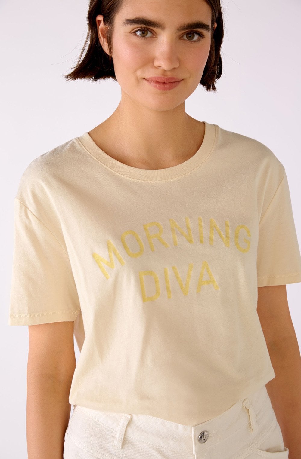 Morning Diva Slogan Butter T Shirt
