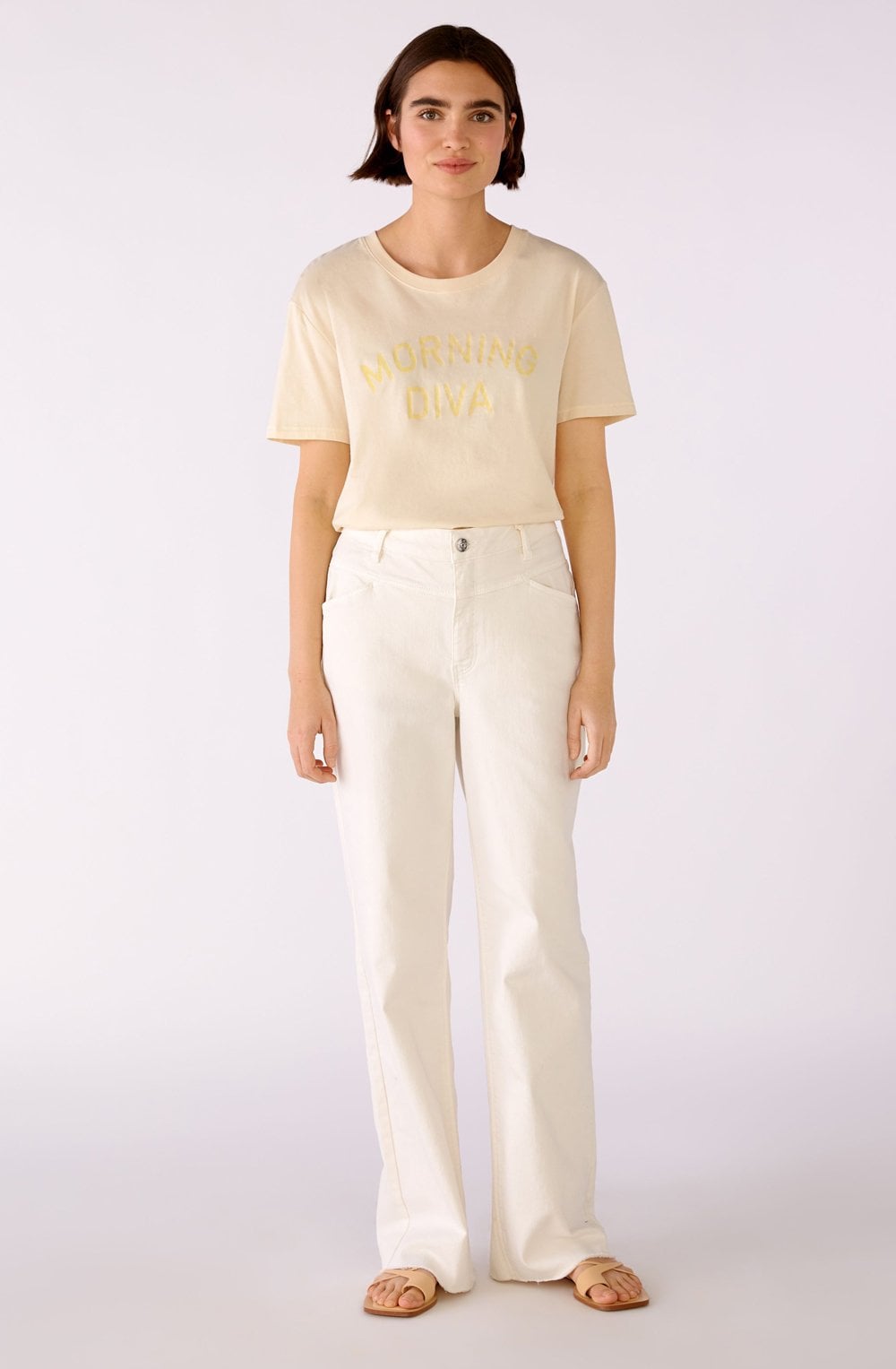 Morning Diva Slogan Butter T Shirt