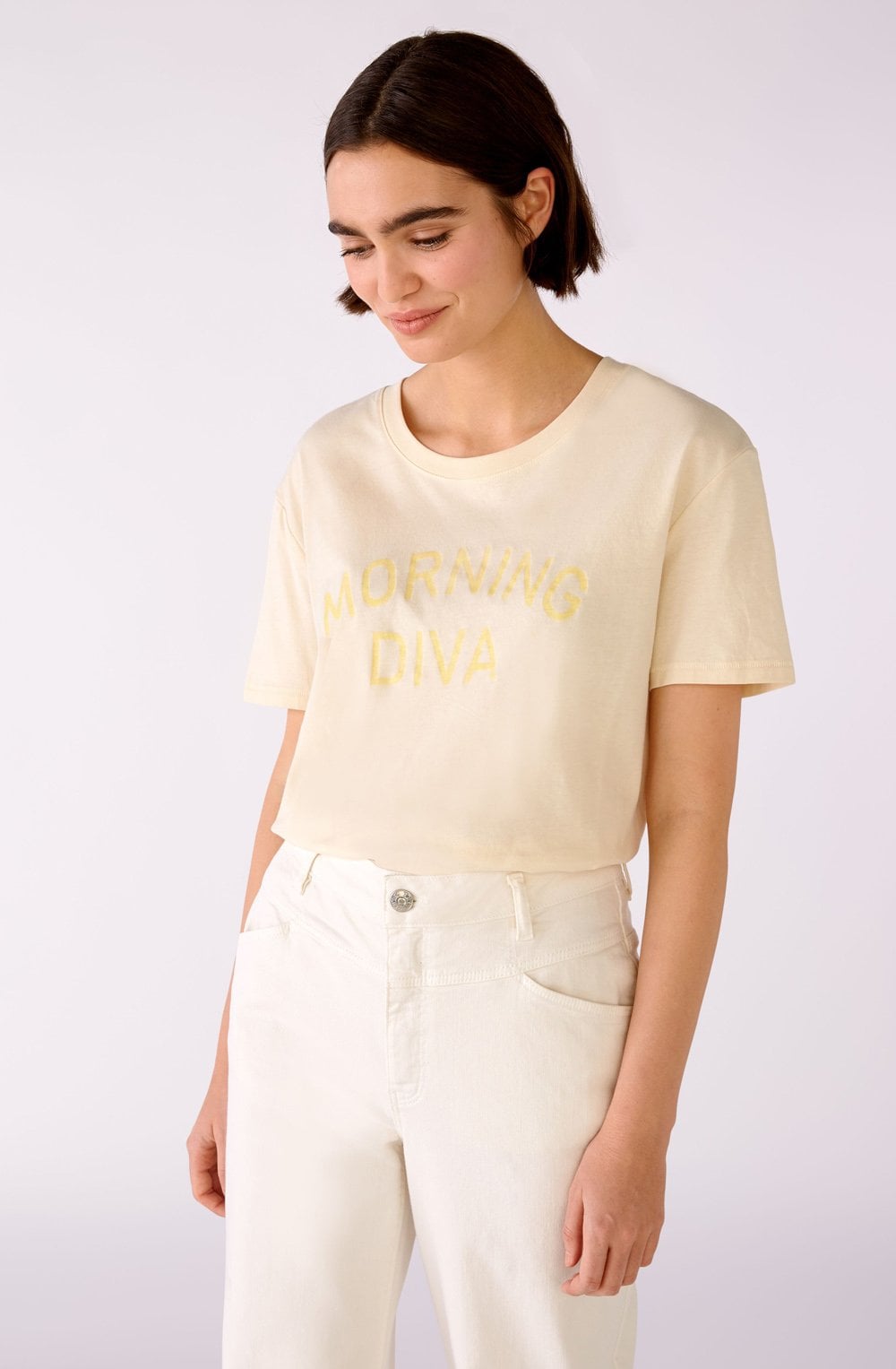 Morning Diva Slogan Butter T Shirt