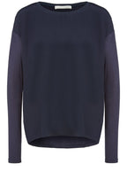 Navy Chiffon Front Top