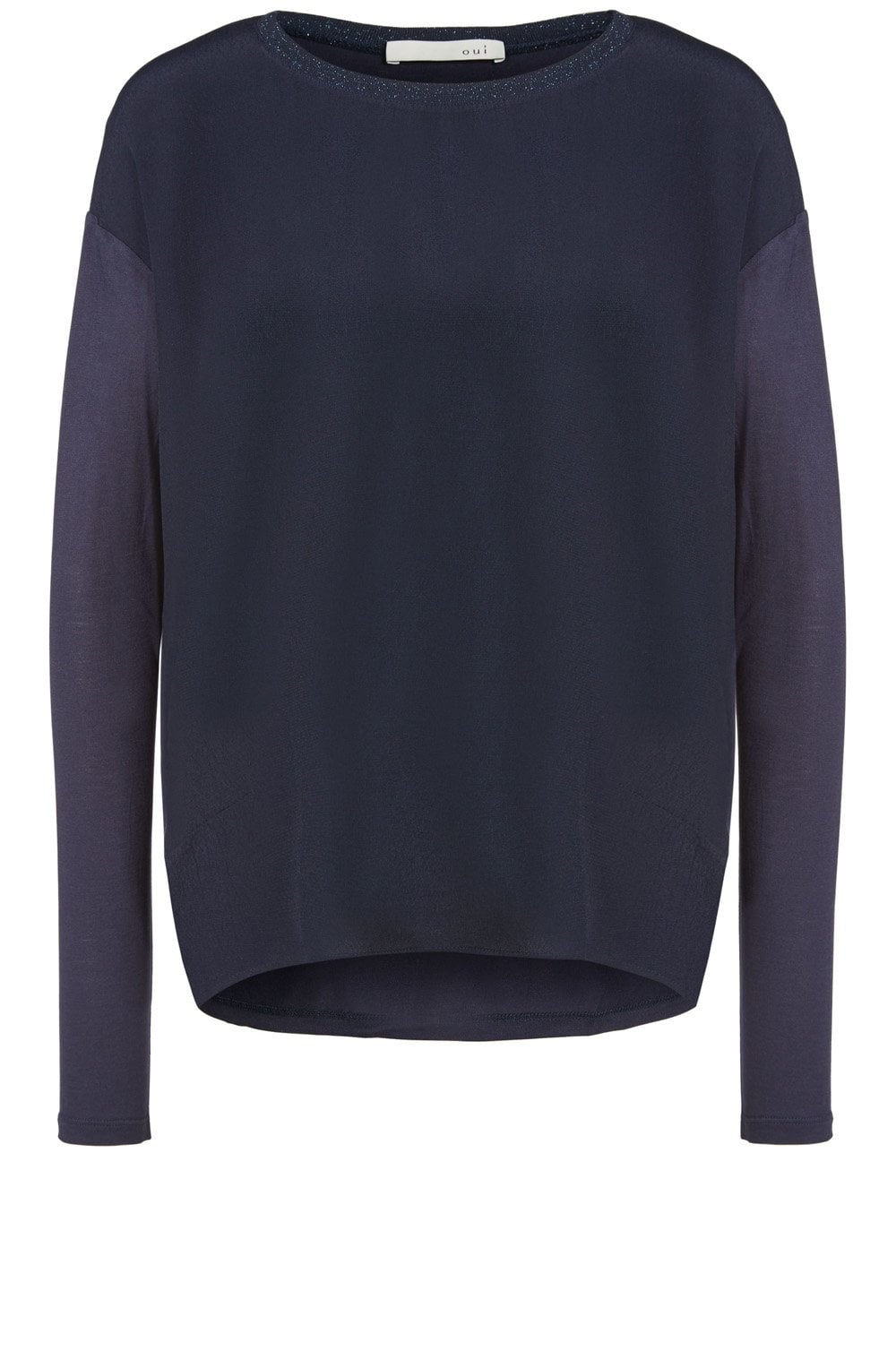 Navy Chiffon Front Top