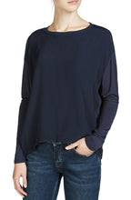Navy Chiffon Front Top