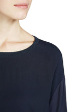 Navy Chiffon Front Top