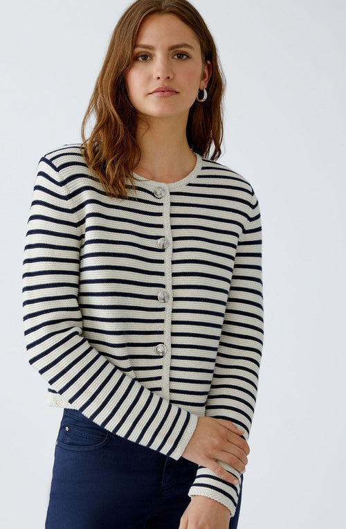 Navy & Cream Striped Cardigan