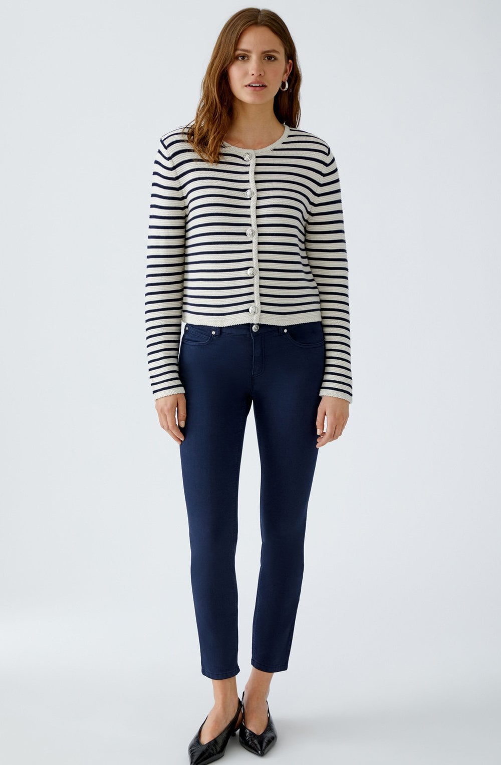 Navy & Cream Striped Cardigan