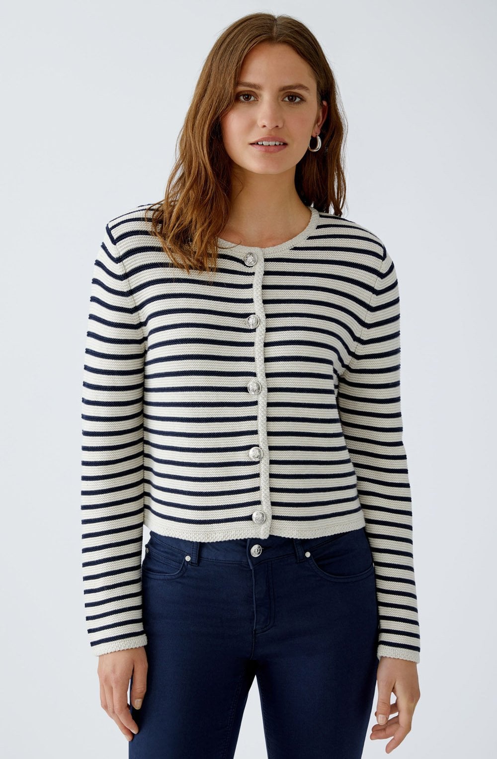 Navy & Cream Striped Cardigan