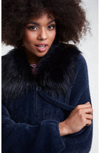 Navy Faux Fur Collar Cardigan