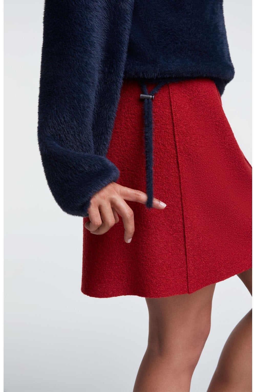 Navy Faux Fur Collar Cardigan