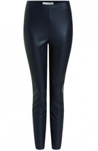Navy Faux Leather Trousers