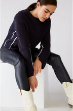 Navy Faux Leather Trousers
