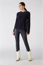 Navy Faux Leather Trousers