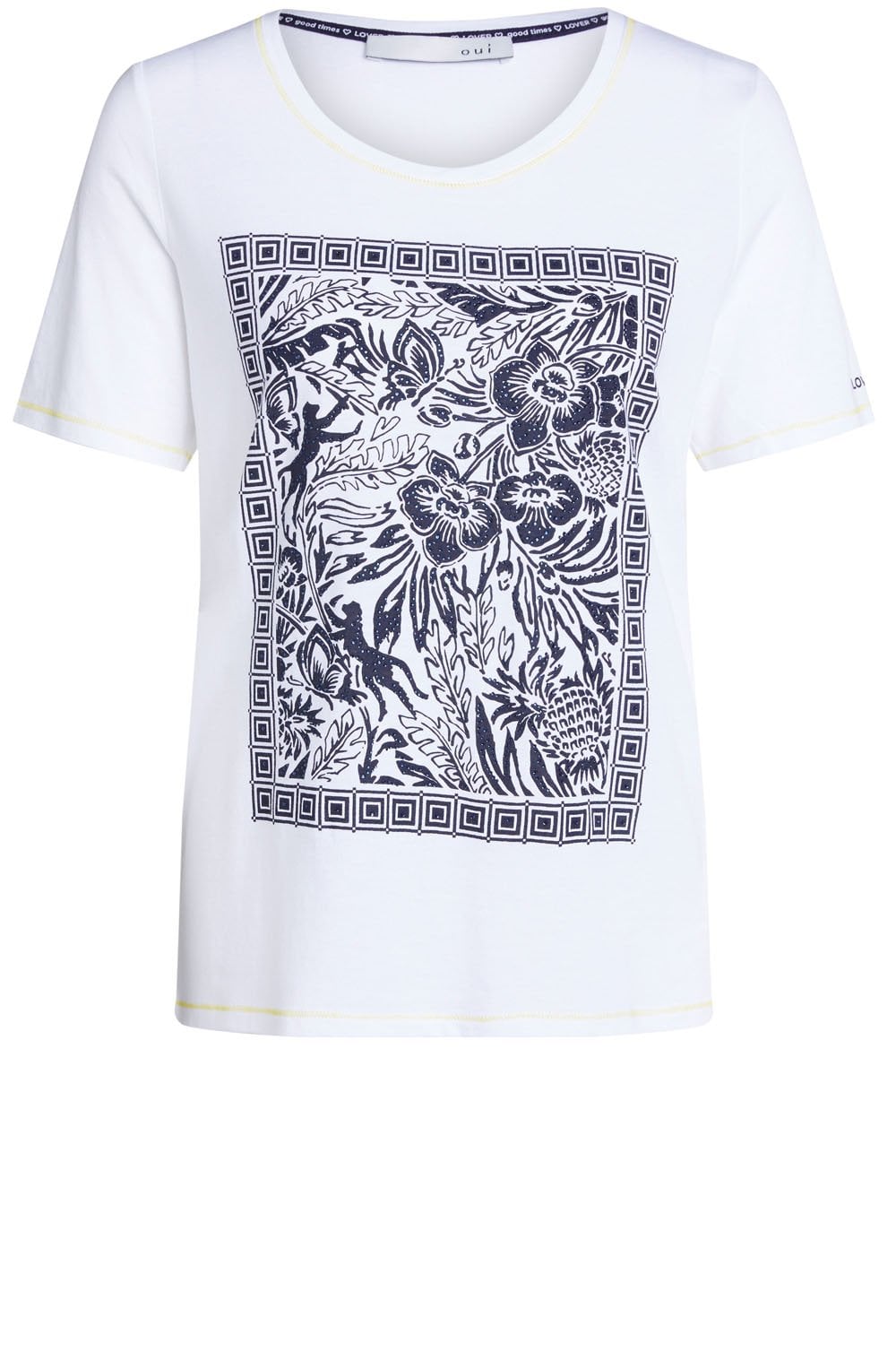 Navy Floral Design T Shirt