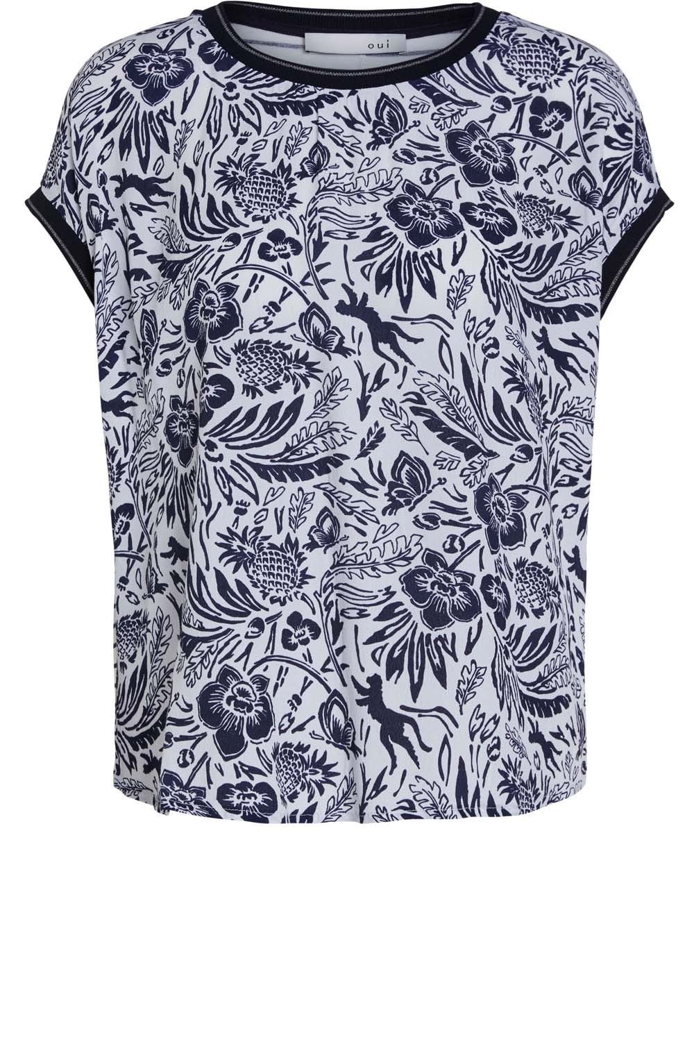Navy Floral Print Top