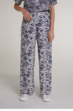 Navy Floral Wide Leg Trousers
