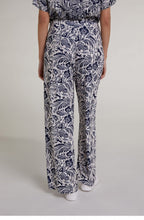 Navy Floral Wide Leg Trousers