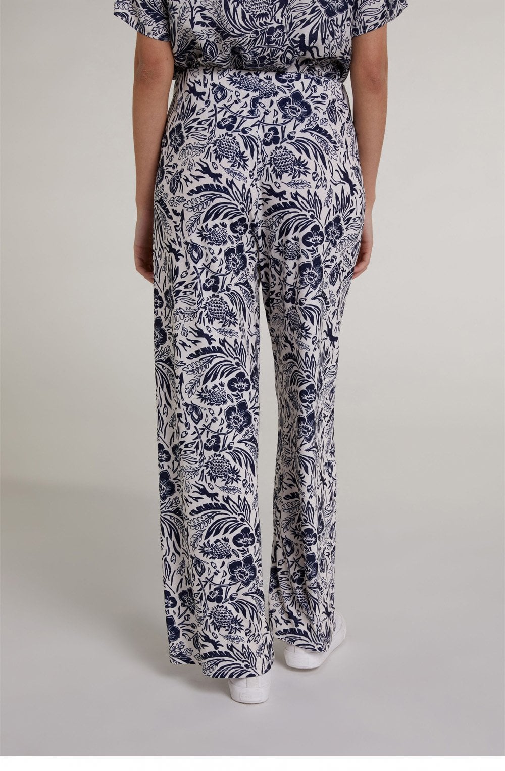 Navy Floral Wide Leg Trousers